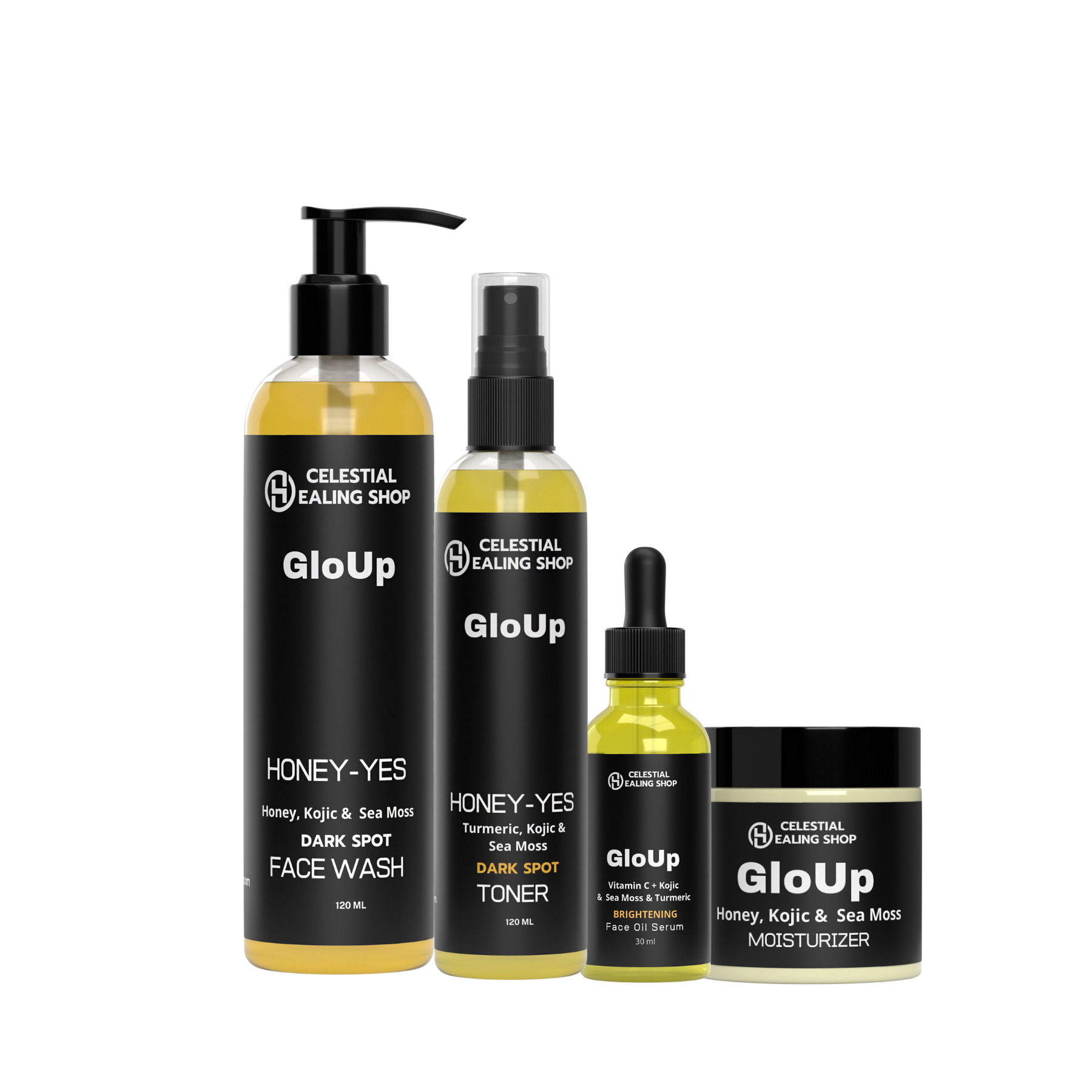 Glo-Up Honey, Kojic, Turmeric & Sea Moss  Dark Spot 4 Pc Kit